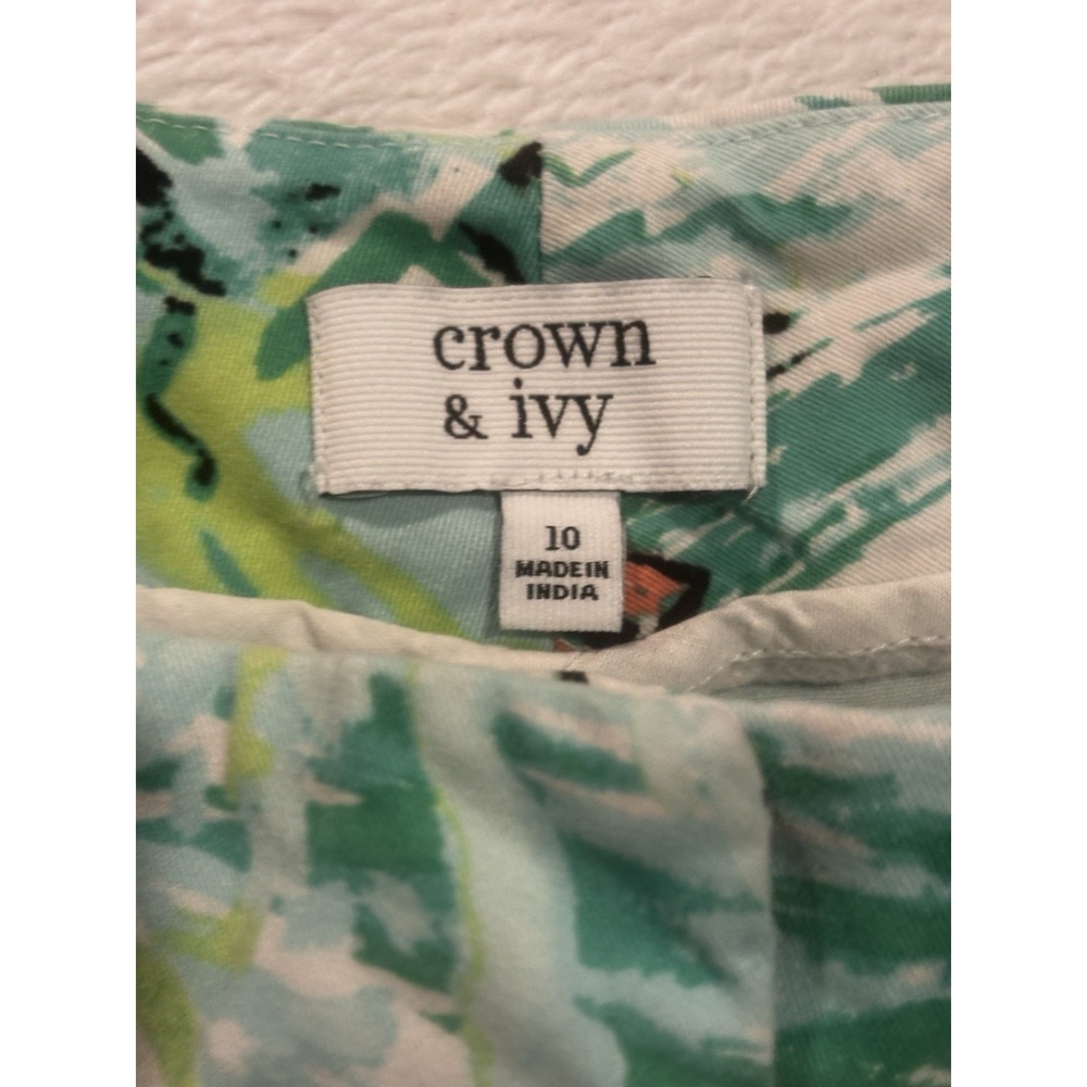 Crown & Ivy Shorts Women's 10 Scenic Print Summer Sailboat Scallop Trim - Picture 2 of 9